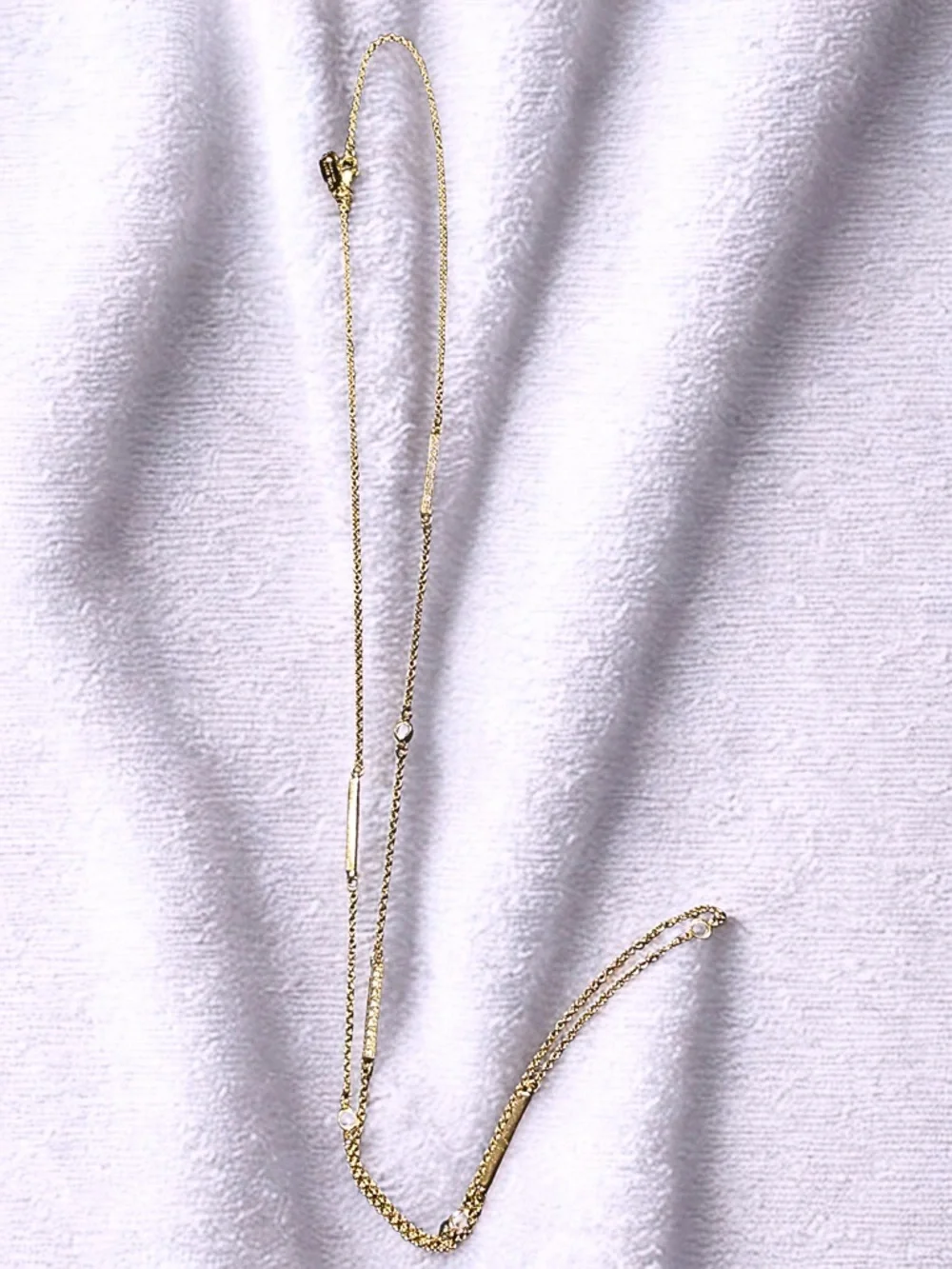 Kate Spade Gold‑Tone Crystal Station Long Necklace – Excellent Condition